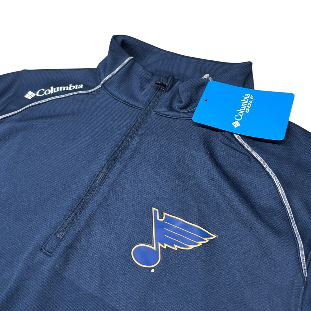 Columbia Golf St Louis Blues 1/4 Zip Womens Medium Heat Seal Omni Wick Navy NWT